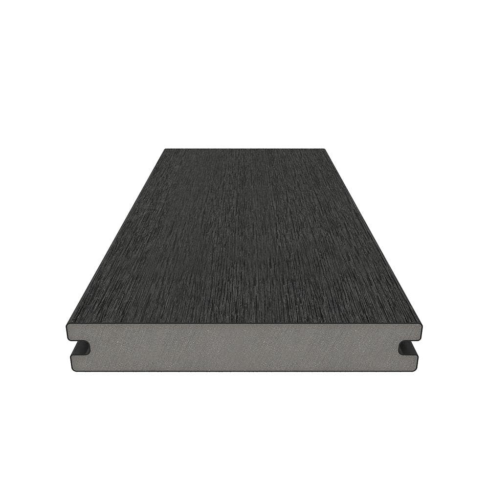 NewTechWood UltraShield Naturale Magellan 1 in. x 6 in. x 8 ft. Hawaiian Charcoal Solid with Groove Composite Decking Board