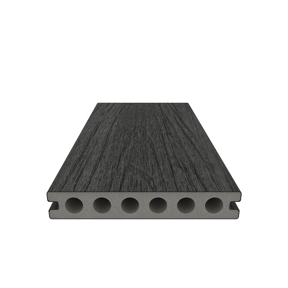 NewTechWood UltraShield Naturale Voyager 1 in. x 6 in. x 1 ft. Hawaiian Charcoal Hollow Composite Decking Board Sample
