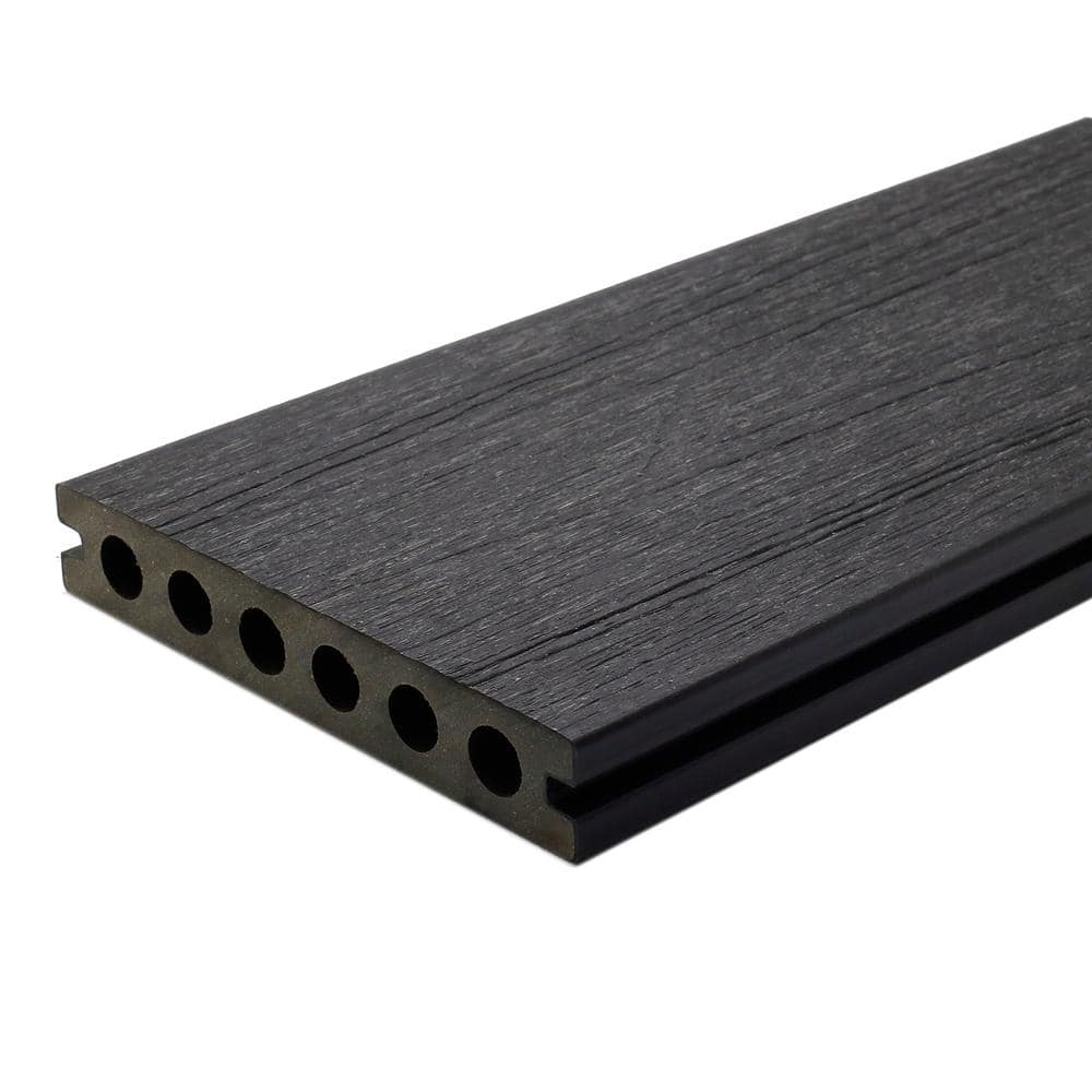 NewTechWood UltraShield Naturale Voyager 1 in. x 6 in. x 1 ft. Hawaiian Charcoal Hollow Composite Decking Board Sample