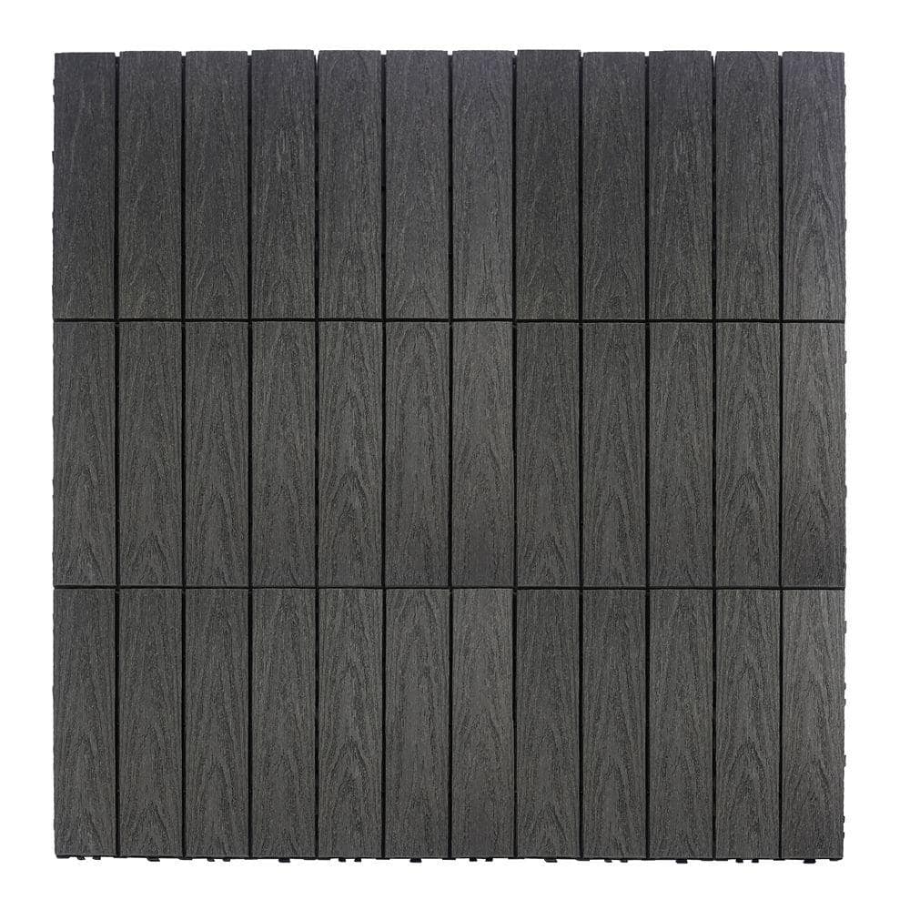 NewTechWood UltraShield Naturale 1 ft. x 1 ft. Quick Deck Outdoor Composite Deck Tile Sample in Hawaiian Charcoal