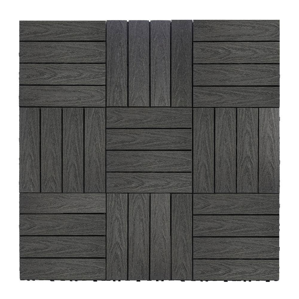 NewTechWood UltraShield Naturale 1 ft. x 1 ft. Quick Deck Outdoor Composite Deck Tile Sample in Hawaiian Charcoal