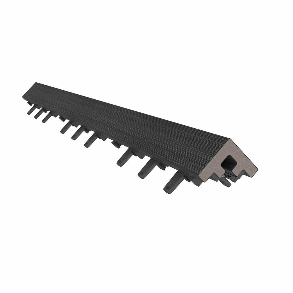 NewTechWood 1/6 ft. x 3 ft. Quick Deck Composite Deck Tile Stair Trim in Hawaiian Charcoal (2-Pieces per Box)
