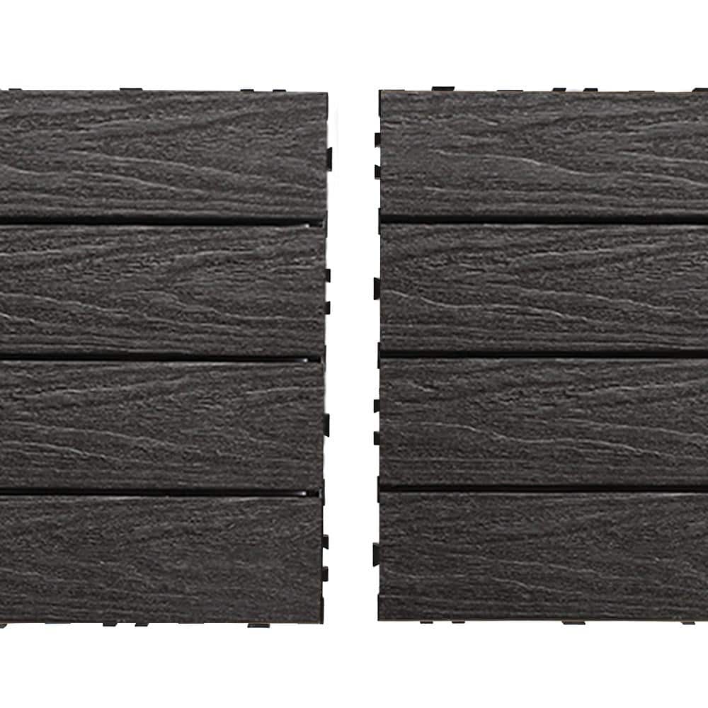NewTechWood UltraShield Naturale 1 ft. x 2 ft. Quick Deck Outdoor Composite Deck Tile in Hawaiian Charcoal (20 sq. ft. per Box)