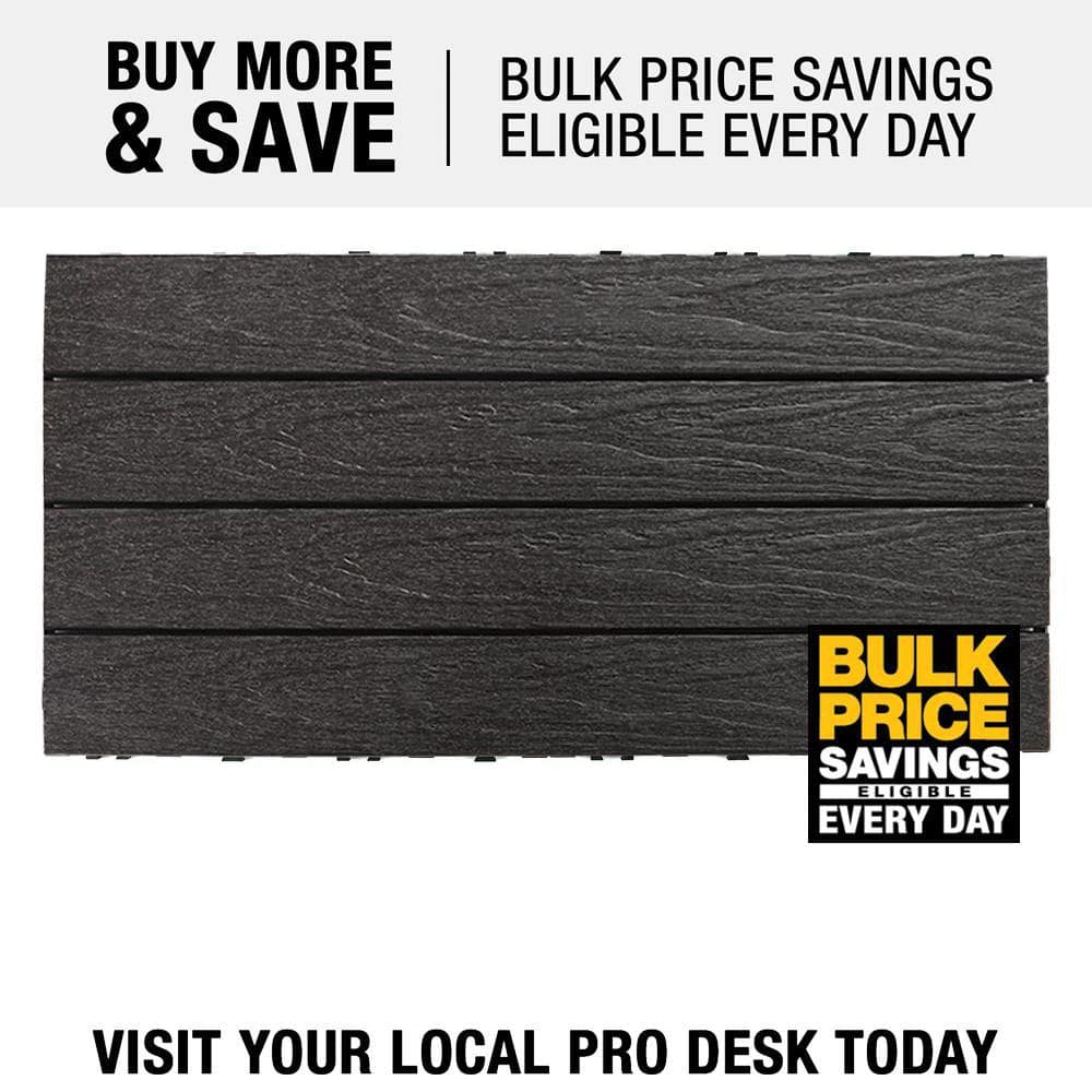NewTechWood UltraShield Naturale 1 ft. x 2 ft. Quick Deck Outdoor Composite Deck Tile in Hawaiian Charcoal (20 sq. ft. per Box)