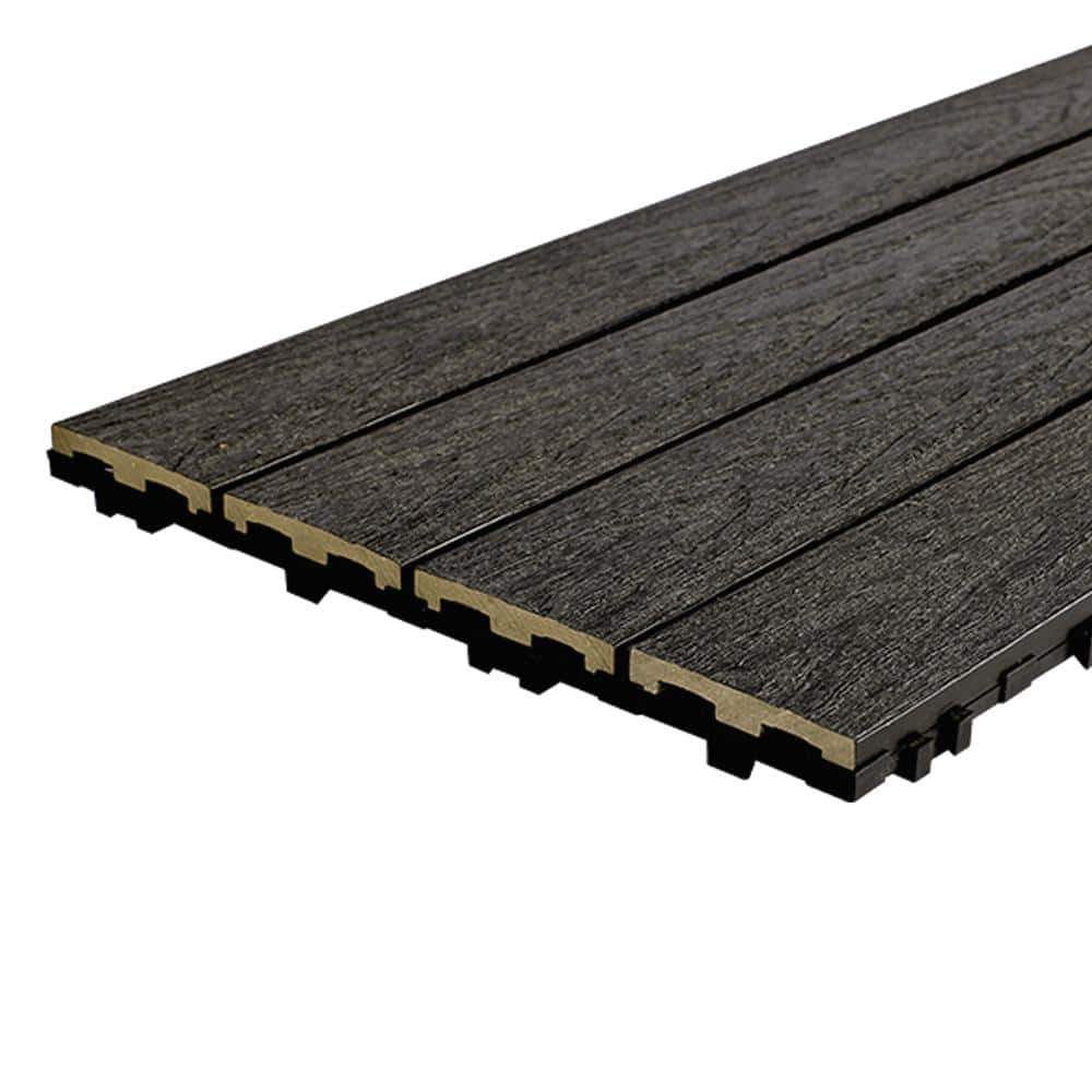 NewTechWood UltraShield Naturale 1 ft. x 2 ft. Quick Deck Outdoor Composite Deck Tile in Hawaiian Charcoal (20 sq. ft. per Box)