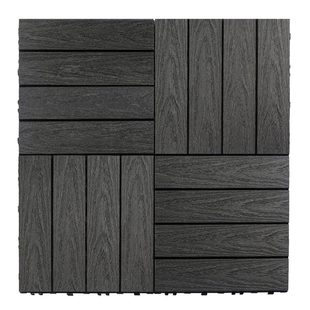 NewTechWood UltraShield Naturale 1 ft. x 1 ft. Quick Deck Outdoor Composite Deck Tile in Hawaiian Charcoal (10 sq. ft. Per Box)