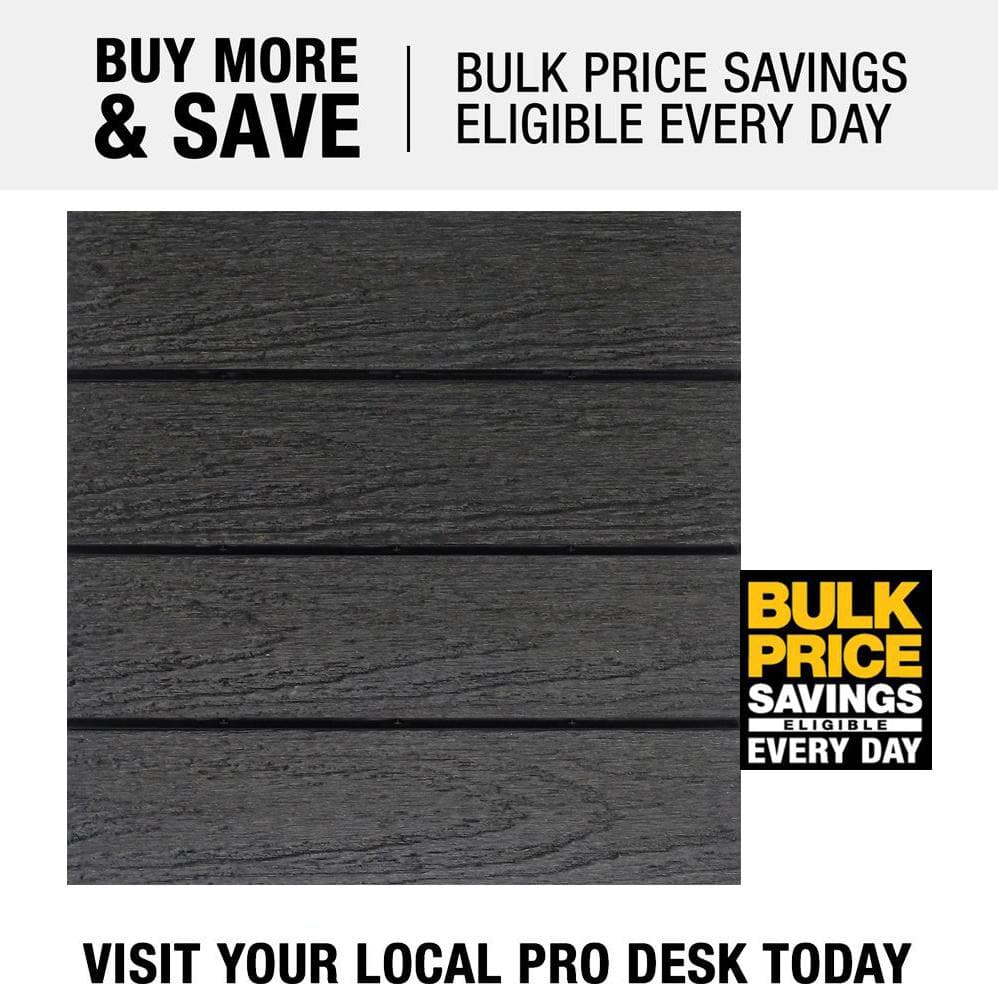 NewTechWood UltraShield Naturale 1 ft. x 1 ft. Quick Deck Outdoor Composite Deck Tile in Hawaiian Charcoal (10 sq. ft. Per Box)
