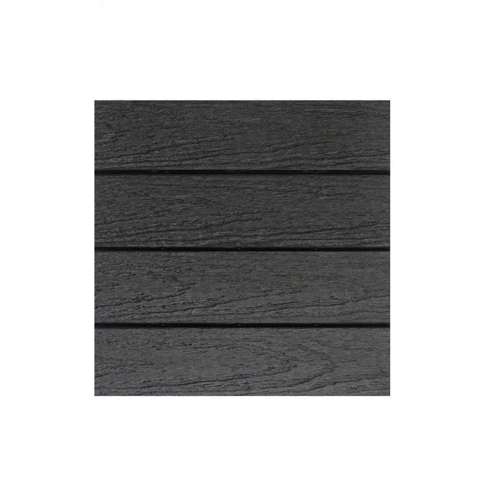 NewTechWood UltraShield Naturale 1 ft. x 1 ft. Quick Deck Outdoor Composite Deck Tile in Hawaiian Charcoal (10 sq. ft. Per Box)