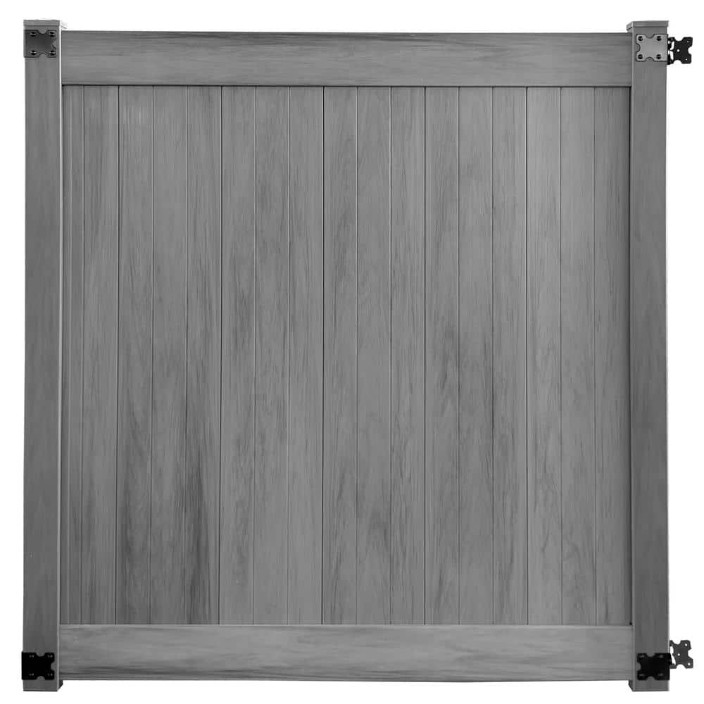 CREATIVE SURFACES 6 ft. x 6 ft. Woodgrain Vinyl Hazy Gray Fence Gate