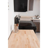 HARDWOOD REFLECTIONS 4 ft. L x 20 in. D Finished Hevea Solid Wood Butcher Block Bar Countertop With Eased Edge