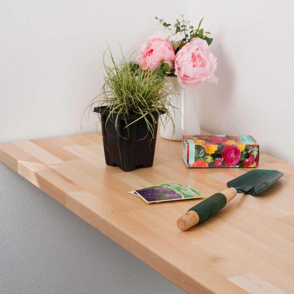HARDWOOD REFLECTIONS 4 ft. L x 20 in. D Finished Hevea Solid Wood Butcher Block Bar Countertop With Eased Edge