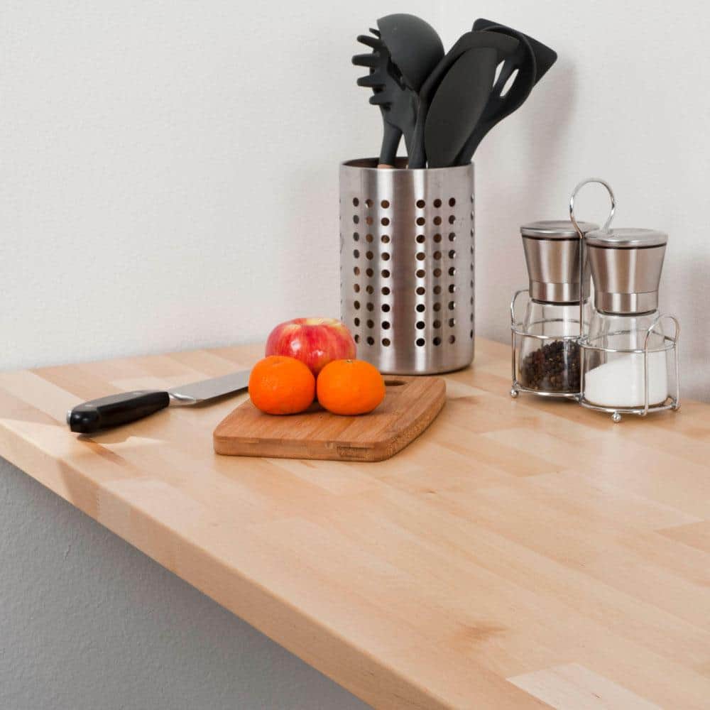 HARDWOOD REFLECTIONS 4 ft. L x 20 in. D Finished Hevea Solid Wood Butcher Block Bar Countertop With Eased Edge