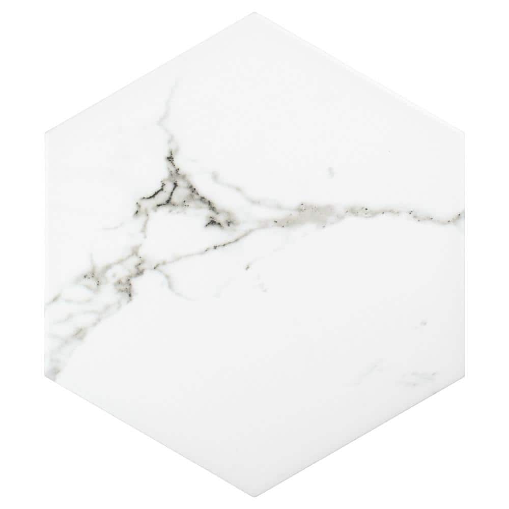 Merola Tile Timeless Calacatta Hex 8-5/8 in. x 9-7/8 in. Porcelain Floor and Wall Tile (11.56 sq. ft. / Case)