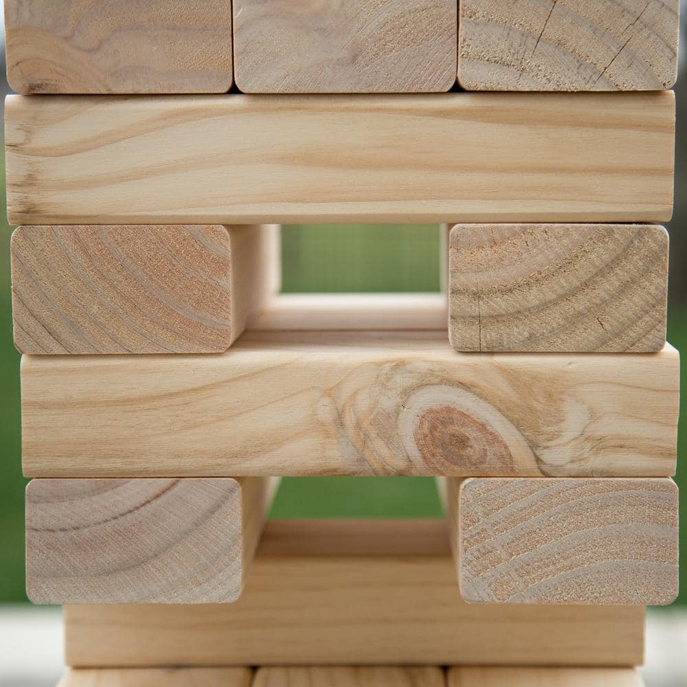 Hey! Play! Giant Wood Block Stacking Game Jumbo Pine Wood Blocks Outdoor Backyard Entertainment for the Family and Kids (54-Piece)