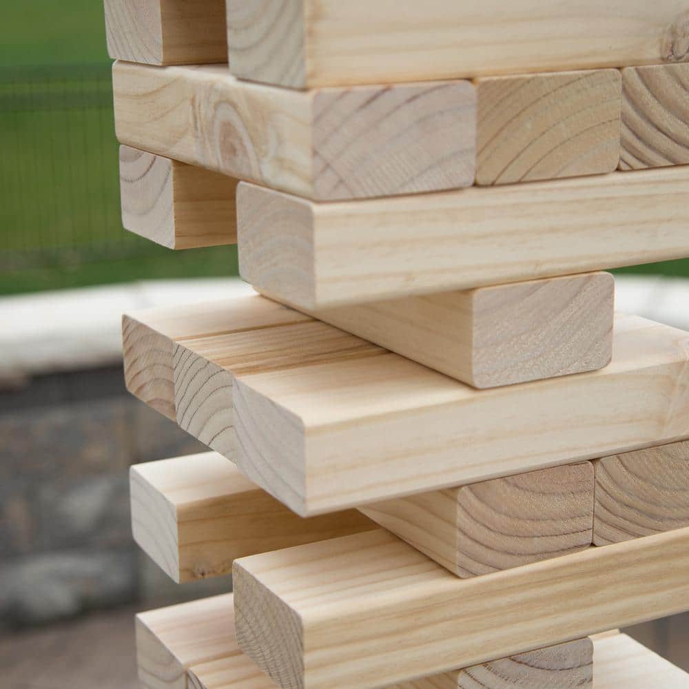 Hey! Play! Giant Wood Block Stacking Game Jumbo Pine Wood Blocks Outdoor Backyard Entertainment for the Family and Kids (54-Piece)