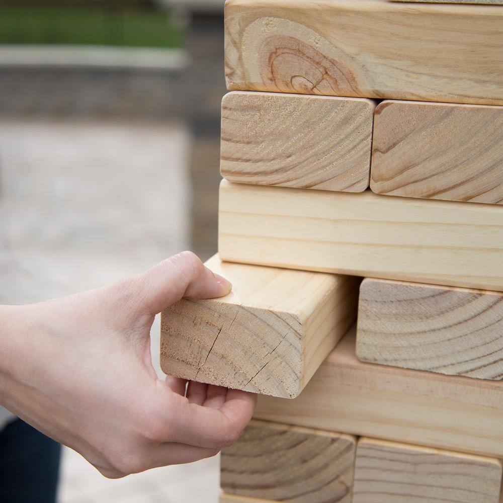 Hey! Play! Giant Wood Block Stacking Game Jumbo Pine Wood Blocks Outdoor Backyard Entertainment for the Family and Kids (54-Piece)