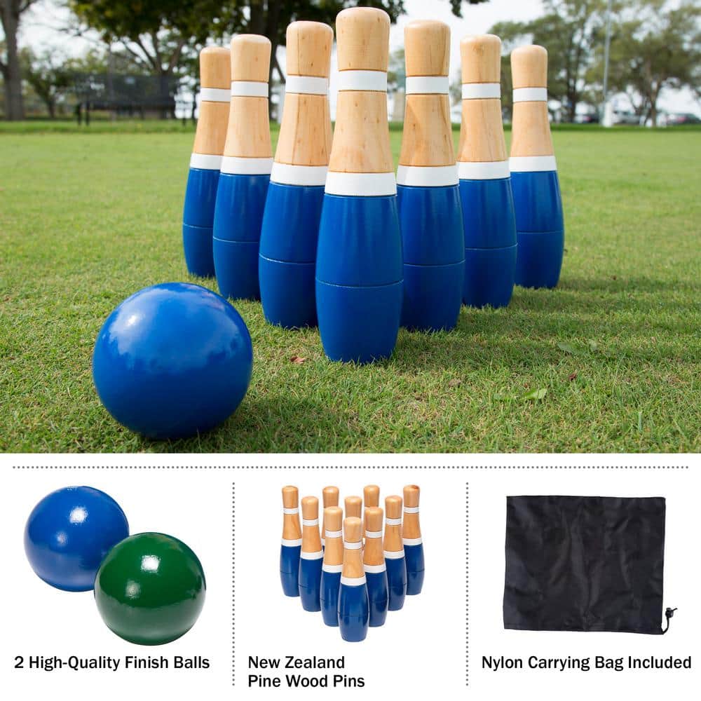 Hey! Play! 8 in. Wooden Lawn Bowling Set