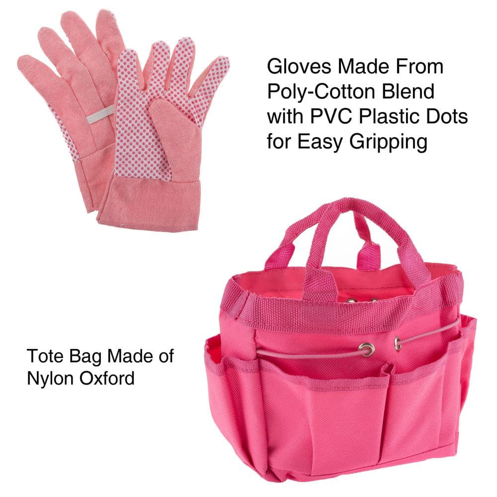 Hey! Play! Kids Pink Gardening Tool Set with Canvas Bag
