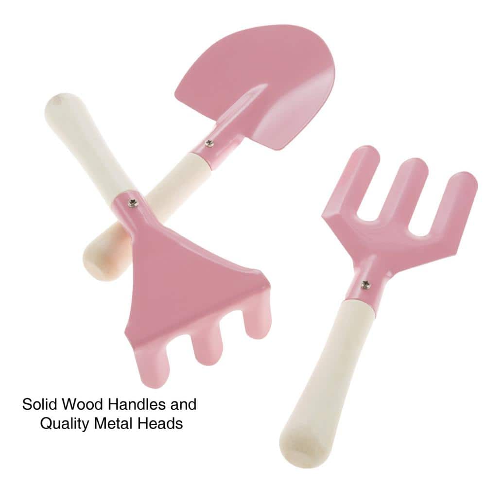 Hey! Play! Kids Pink Gardening Tool Set with Canvas Bag