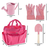 Hey! Play! Kids Pink Gardening Tool Set with Canvas Bag