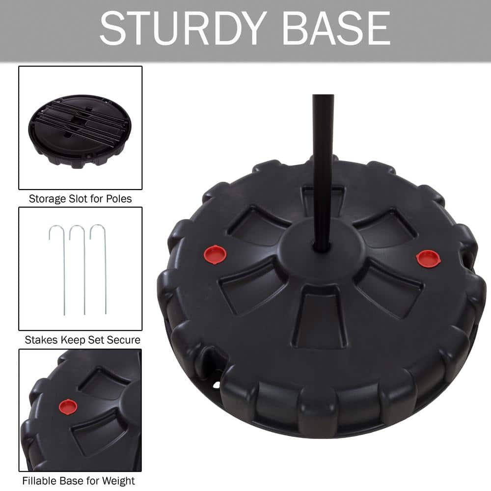 Hey! Play! Portable Tetherball Complete Outdoor Game Set with Base, Ball, Pump, Cord & Stakes