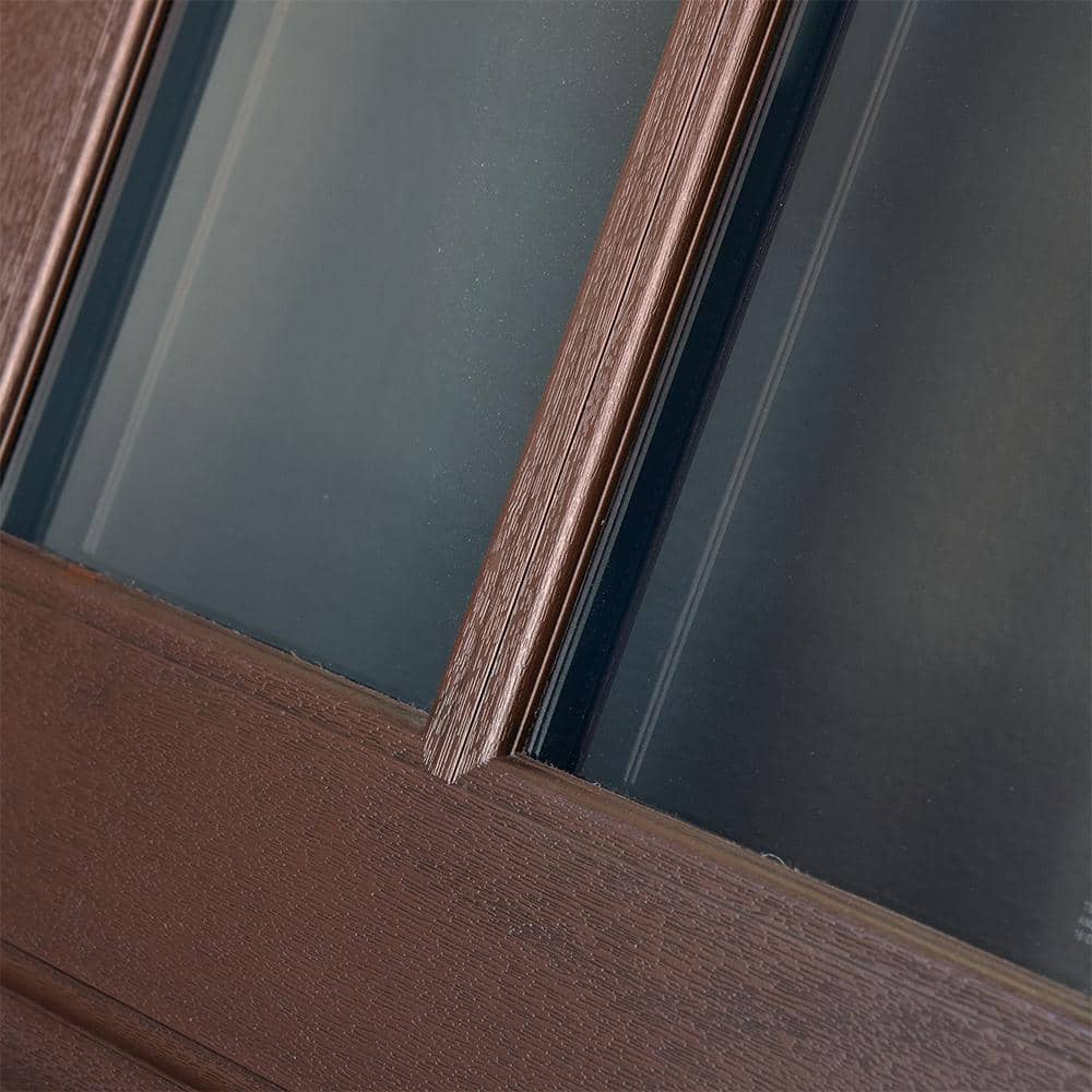Steves & Sons Regency 64 in. x 80 in. 3/4-6 Lite Clear Glass Left-Hand Hickory Stain Mahogany-Grain Fiberglass Prehung Front Door with Double 12 in. Sidelites