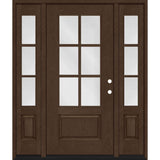 Steves & Sons Regency 64 in. x 80 in. 3/4-6 Lite Clear Glass Left-Hand Hickory Stain Mahogany-Grain Fiberglass Prehung Front Door with Double 12 in. Sidelites