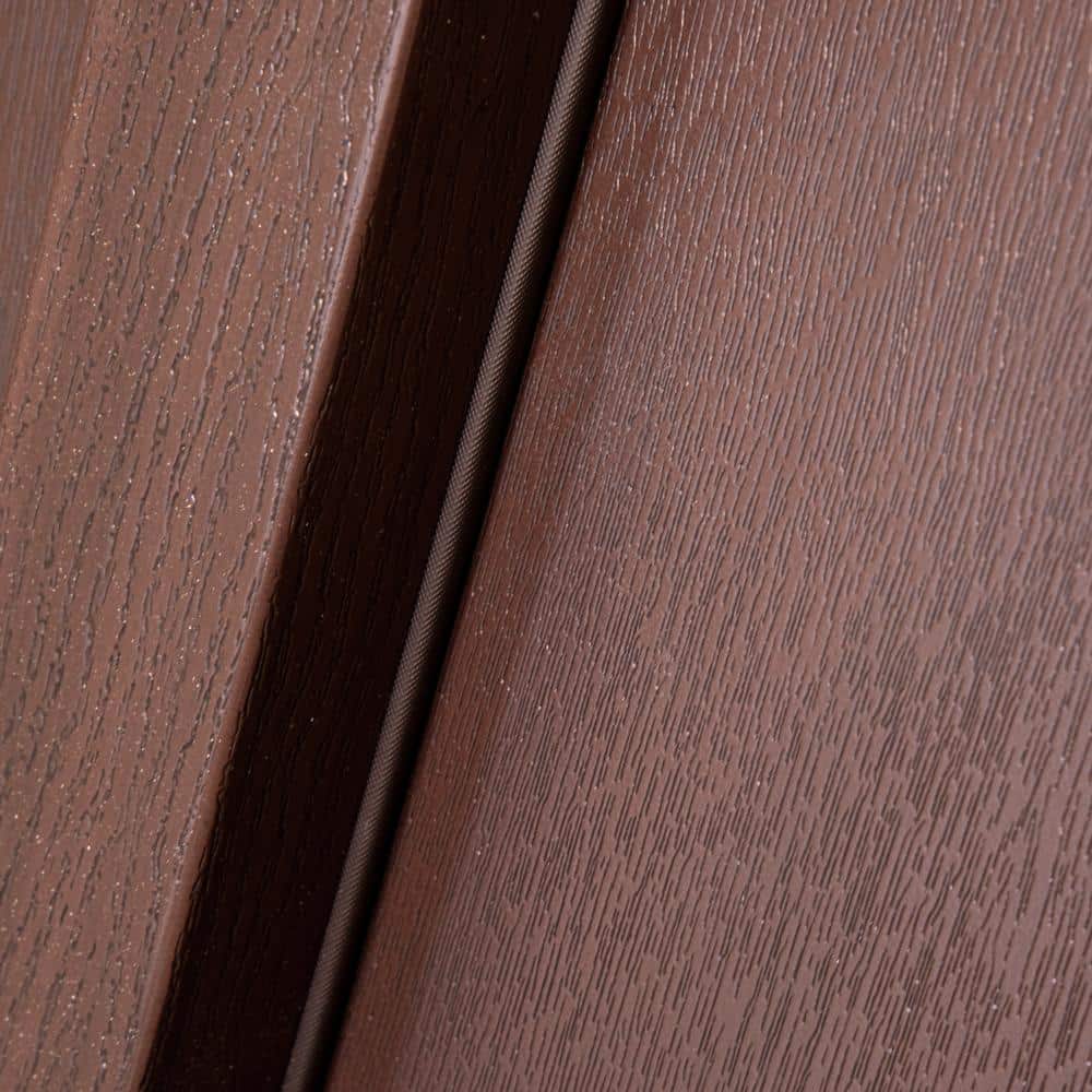 Steves & Sons Regency 64 in. x 80 in. 3/4-6 Lite Clear Glass Left-Hand Hickory Stain Mahogany-Grain Fiberglass Prehung Front Door with Double 12 in. Sidelites