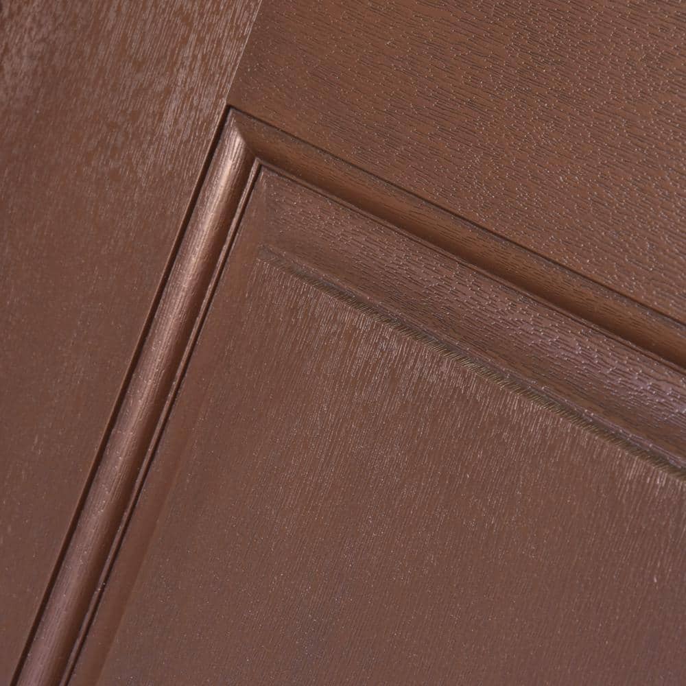 Steves & Sons Regency 64 in. x 80 in. 3/4-6 Lite Clear Glass RH Hickory Stain Mahogany Fiberglass Prehung Front Door with Double 12 in. Sidelites