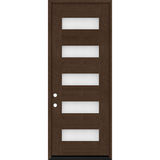 Steves & Sons Regency 36 in. W x 96 in. 5-Lite Modern Frosted Glass RHIS Hickory-Stained Fiberglass Prehung Front Door