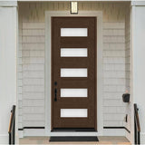 Steves & Sons Regency 36 in. W x 96 in. 5-Lite Modern Frosted Glass RHIS Hickory-Stained Fiberglass Prehung Front Door