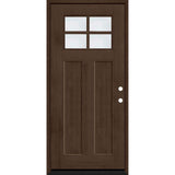 Steves & Sons Regency 36 in. x 80 in. Left-Hand Inswing 4-Lite 1/4 Toplite Clear Glass Hickory Stain Fir Grain Fiberglass Prehung Front Door