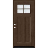 Steves & Sons Regency 36 in. x 80 in. Right-Hand Inswing 4-Lite 1/4 Toplite Clear Glass Hickory Stain Fir Grain Fiberglass Prehung Front Door