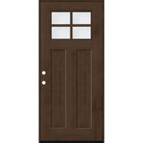 Steves & Sons Regency 36 in. x 80 in. LHOS 4Lite 1/4 Toplite Clear Glass Hickory Stain Fir Grain Fiberglass Prehung Front Door