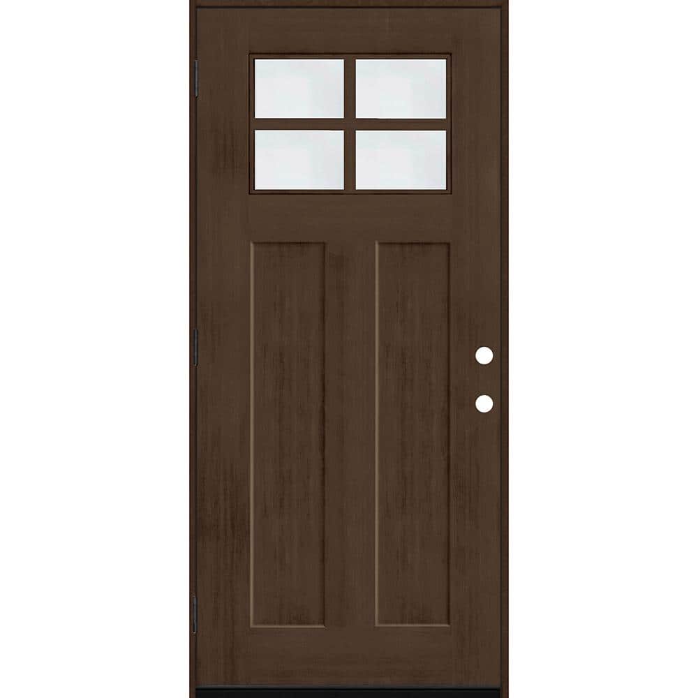 Steves & Sons Regency 36 in. x 80 in. RHOS 4Lite 1/4 Toplite Clear Glass Hickory Stain Fir Grain Fiberglass Prehung Front Door