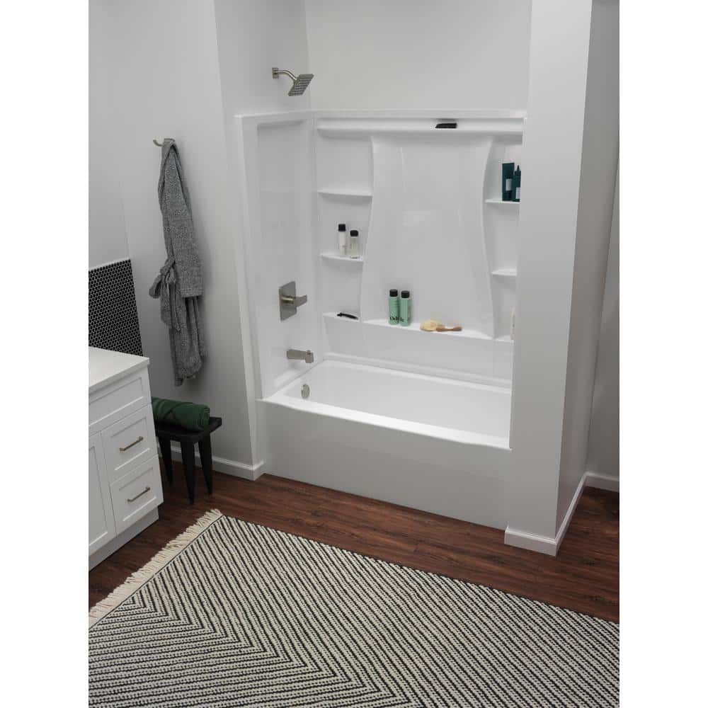 Delta Classic 500 60 in. x 30 in. Alcove Left-Drain Bathtub and 3-Piece Wall Surrounds, High Gloss White