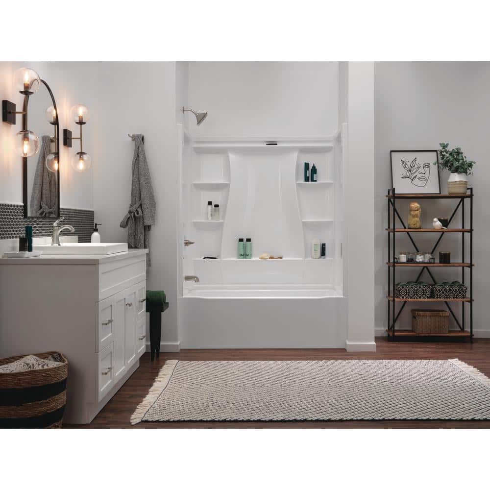 Delta Classic 500 60 in. x 30 in. Alcove Left-Drain Bathtub and 3-Piece Wall Surrounds, High Gloss White