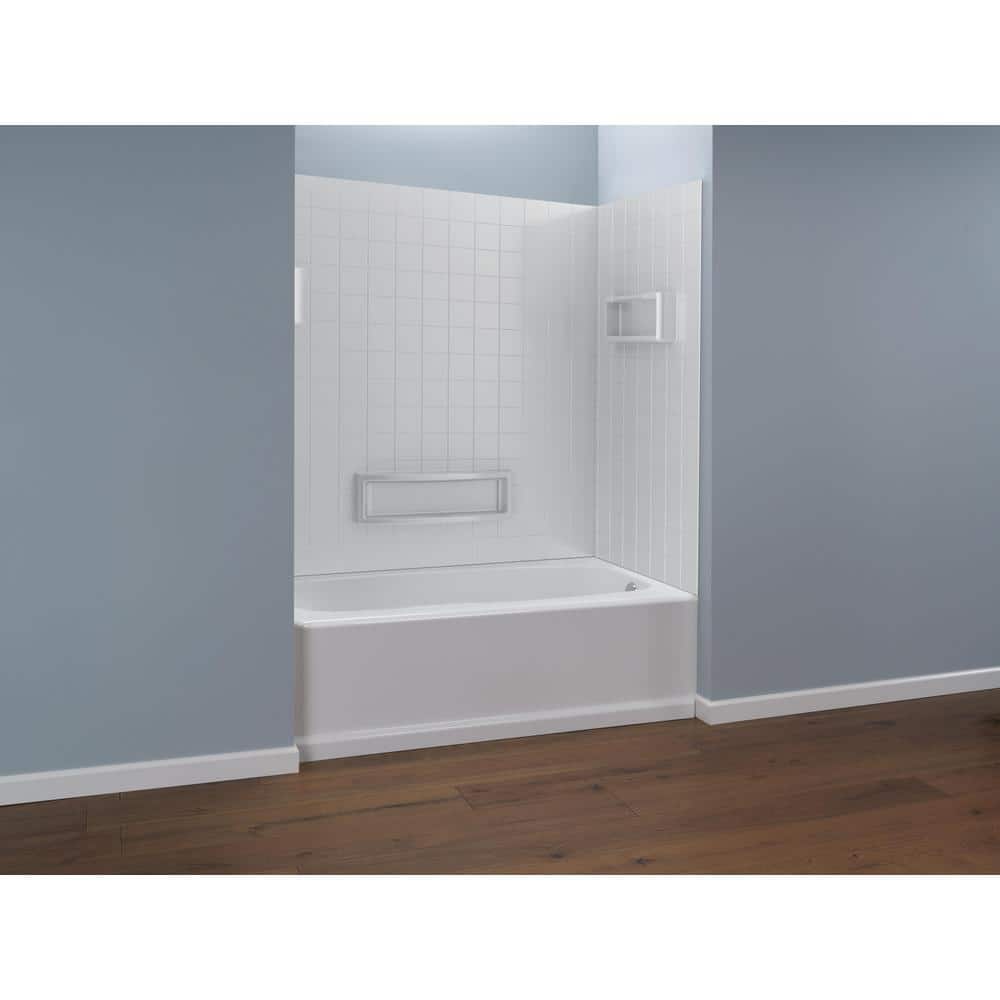 Delta Distinction 60 in. W x 60 in. H Three-Piece Glue-Up Tub Surround in High Gloss White