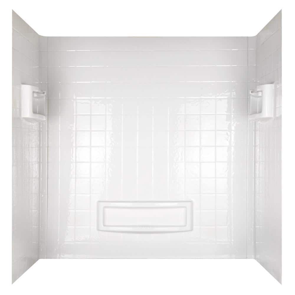 Delta Distinction 60 in. W x 60 in. H Three-Piece Glue-Up Tub Surround in High Gloss White