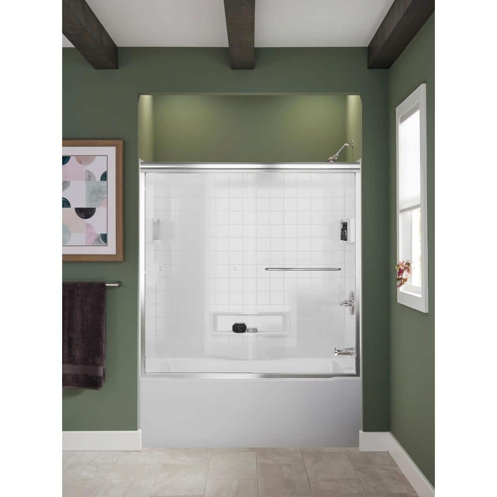 Delta Distinction 60 in. W x 60 in. H Three-Piece Glue-Up Tub Surround in High Gloss White