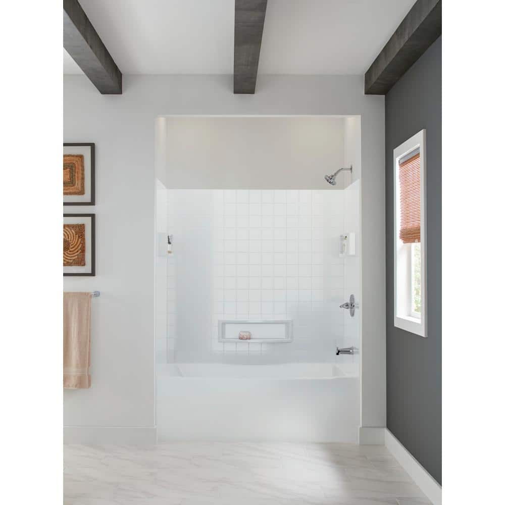 Delta Distinction 60 in. W x 60 in. H Three-Piece Glue-Up Tub Surround in High Gloss White