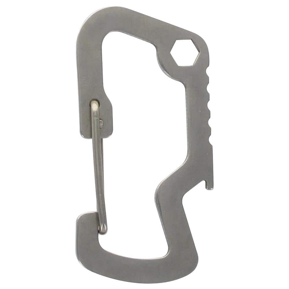 Hillman Stainless Steel Multi-Tool Carabiner with M6 Wrench & Bottle Opener, Silver