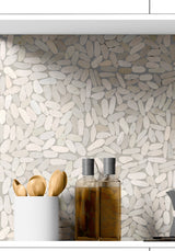 Emser Venetian Pebbles Flat Italia Natural Stone Mosaic Border Tile, 11-Pack (12 in x 12 in)