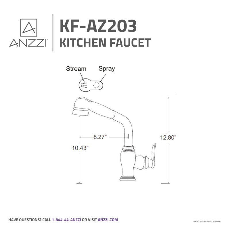 ANZZI Del Moro Oil Rubbed Bronze 1-Handle Deck-Mount Pull-Out Kitchen Faucet, KF-AZ203ORB