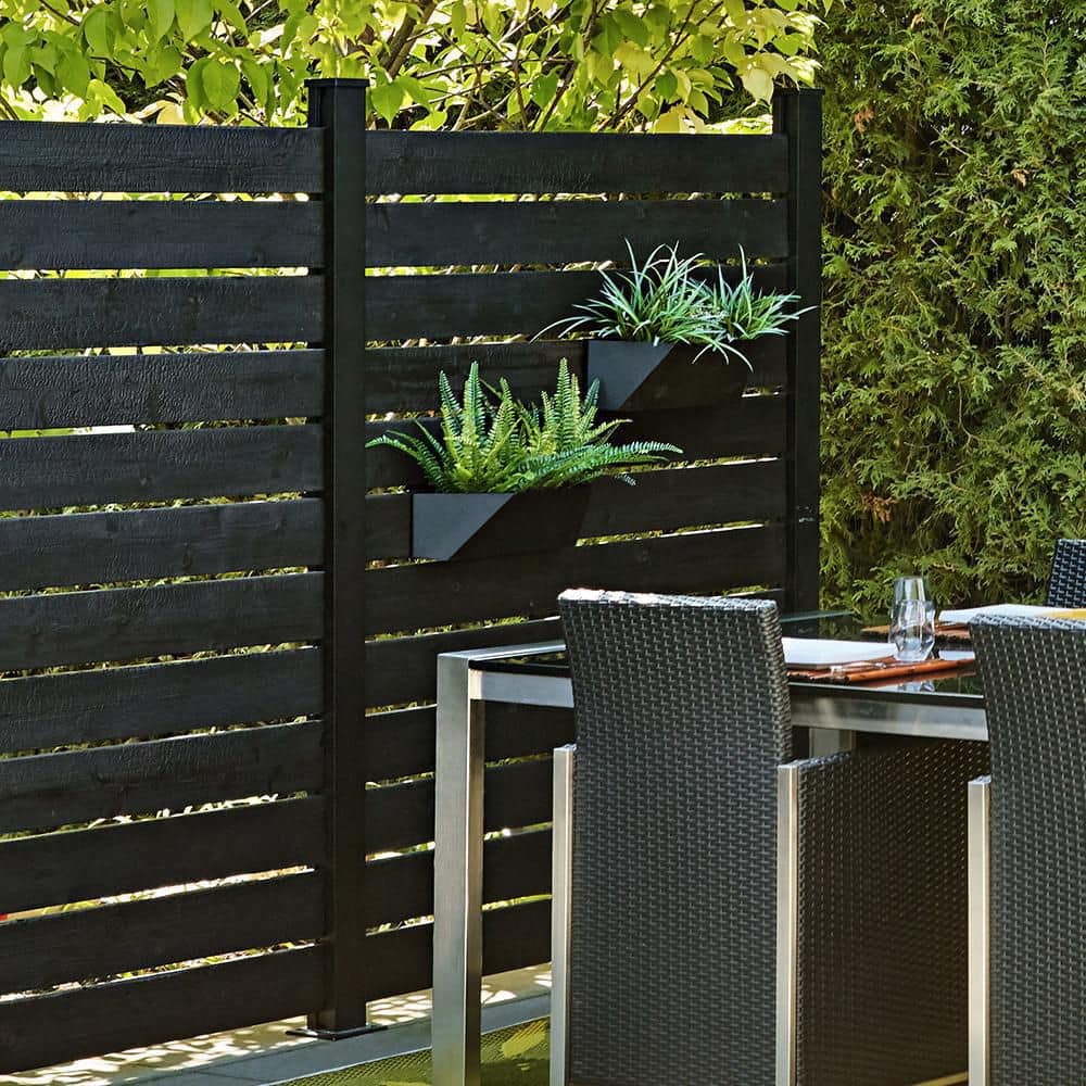 HOFT 15 in. Black Medium Steel Planter