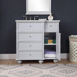 Eviva Hampton 36 in. W x 22 in. D x 34 in. H Bathroom Vanity in Gray with White Carrara Marble Top and White Undermount Sink