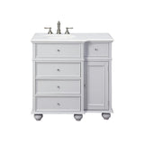 Eviva Hampton 36 in. W x 22 in. D x 34 in. H Bathroom Vanity in Gray with White Carrara Marble Top and White Undermount Sink