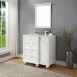 Eviva Hampton 36 in. W x 22 in. D x 34 in. H Bathroom Vanity in White with White Carrara Marble Top and Undermount Sink