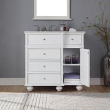 Eviva Hampton 36 in. W x 22 in. D x 34 in. H Bathroom Vanity in White with White Carrara Marble Top and Undermount Sink