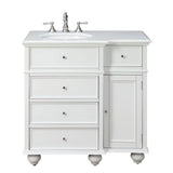 Eviva Hampton 36 in. W x 22 in. D x 34 in. H Bathroom Vanity in White with White Carrara Marble Top and Undermount Sink